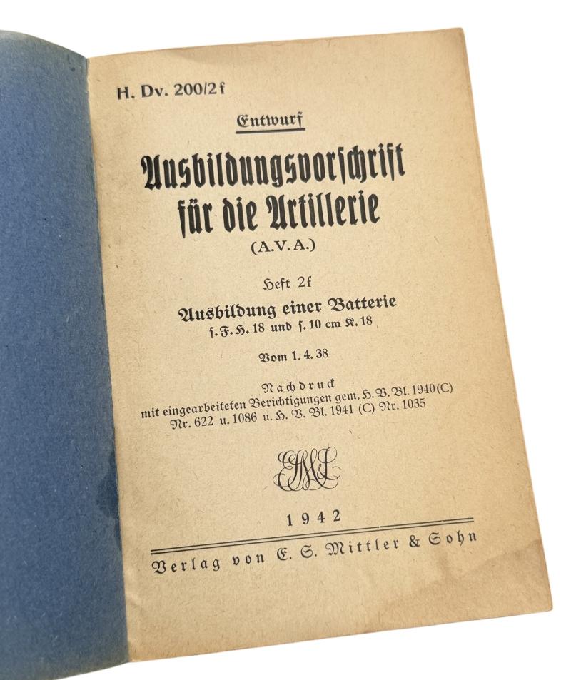 Wehrmacht Artillery Training Booklet