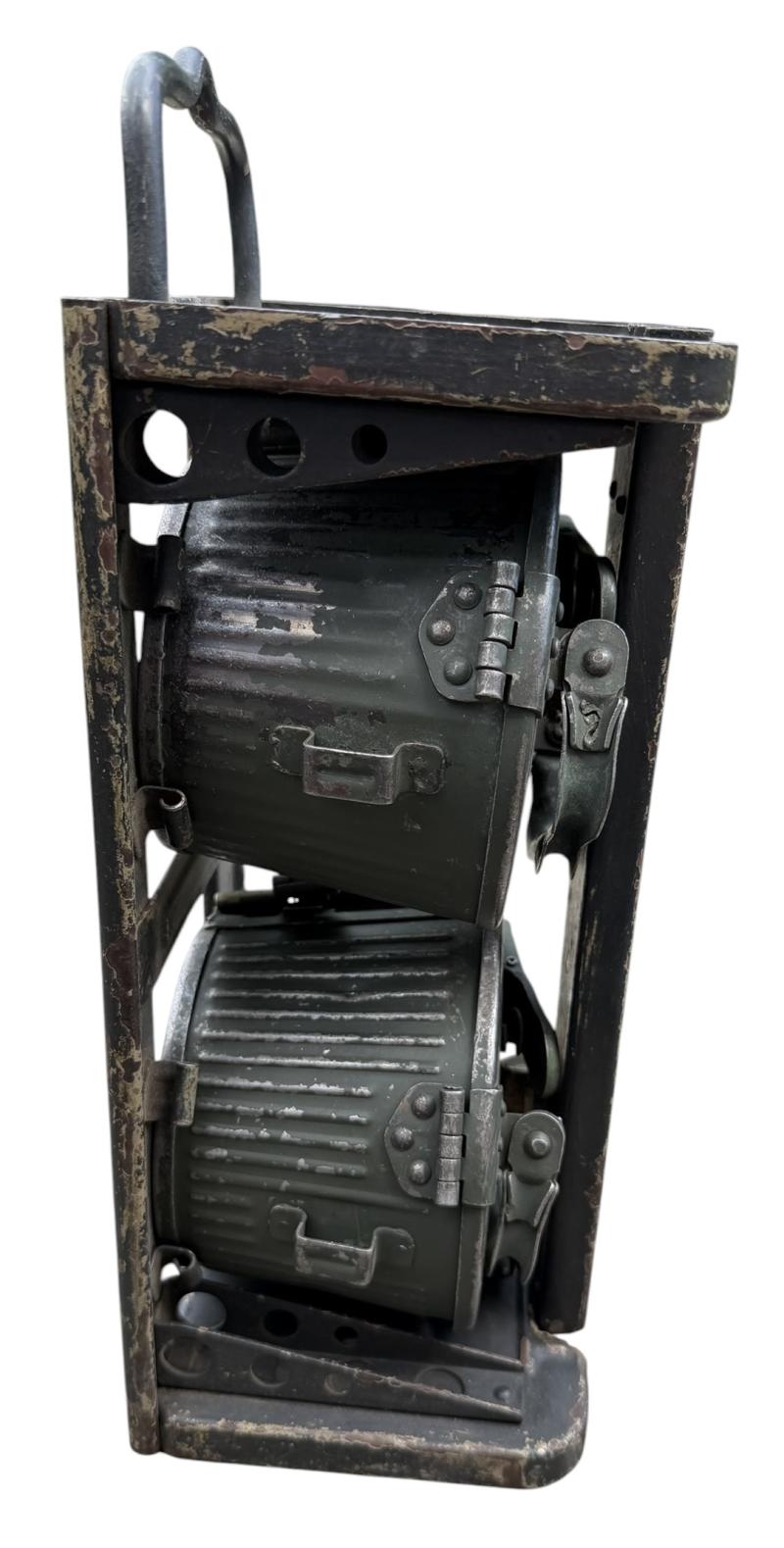 Very nice used MG34/42 Machinegun ammunition drums in carrying frame.
