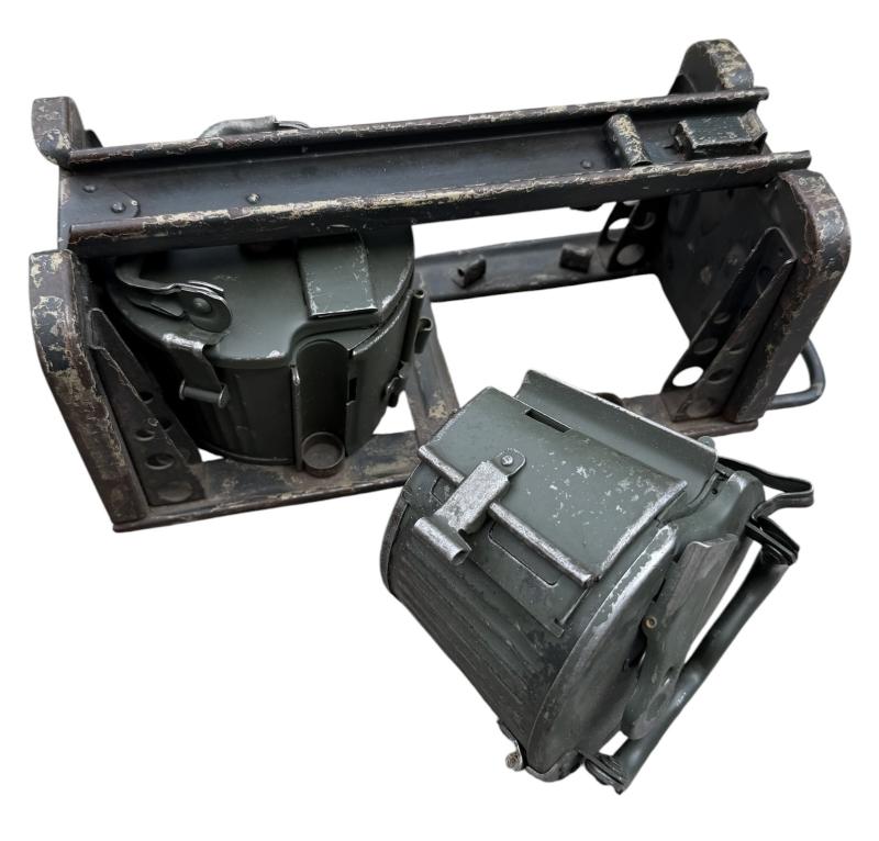 Very nice used MG34/42 Machinegun ammunition drums in carrying frame.