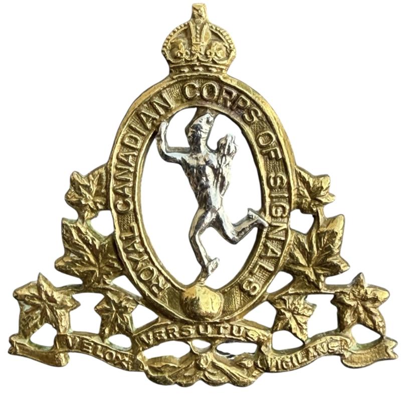 Canadian WW2 Royal Canadian Corps off Signals Cap Badge