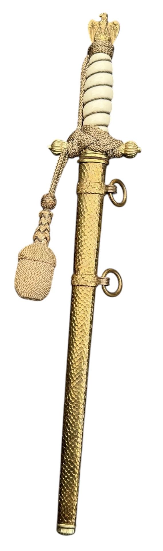 Kriegsmarine Dagger with Porte Pé and Hammered Finish Scabbard