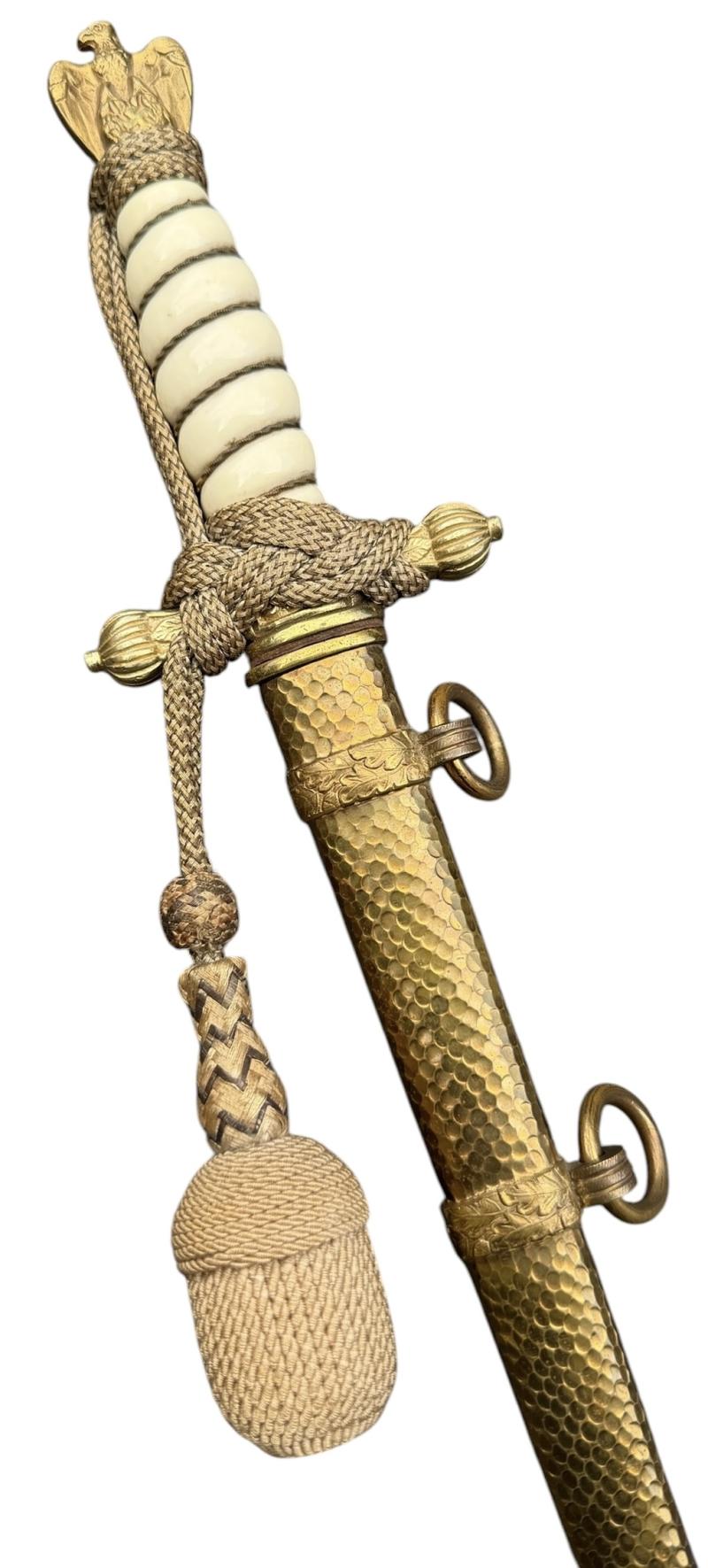 Kriegsmarine Dagger with Porte Pé and Hammered Finish Scabbard