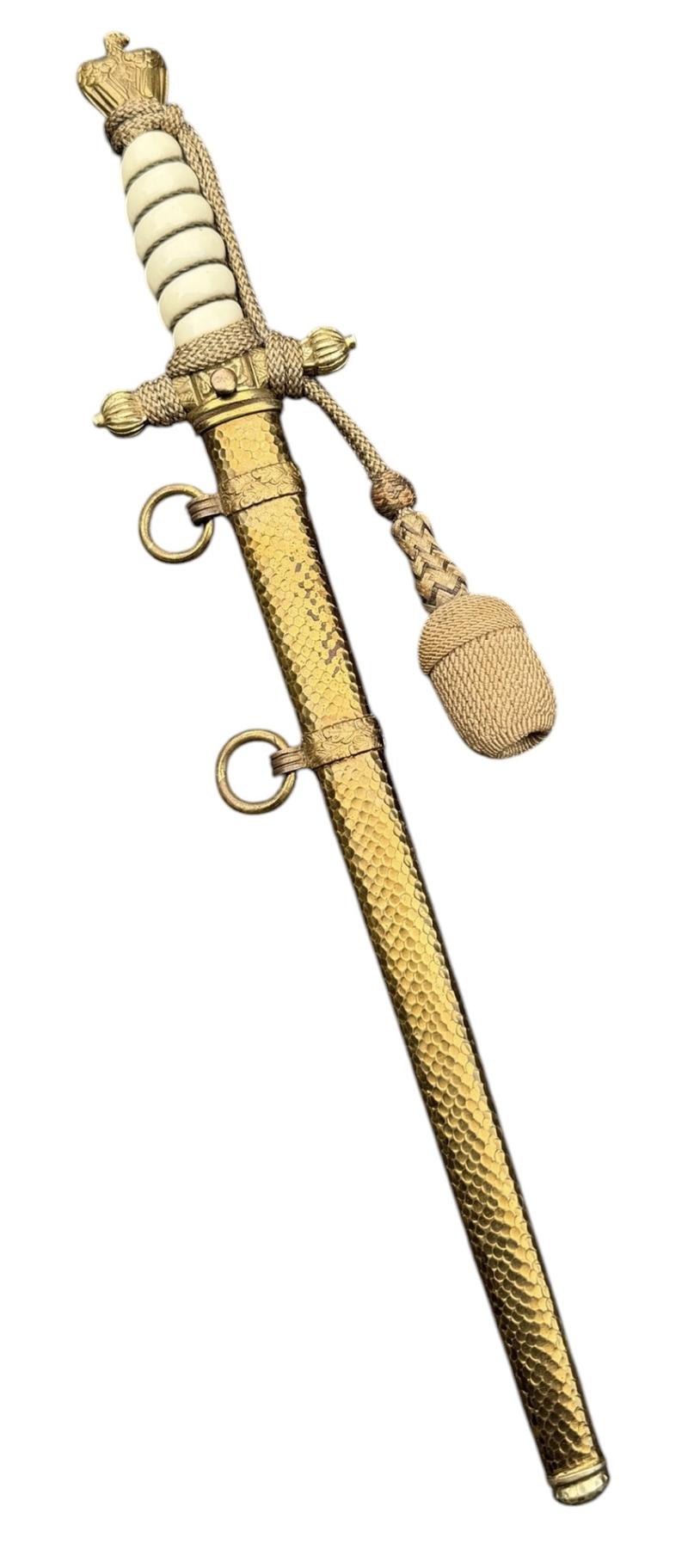 Kriegsmarine Dagger with Porte Pé and Hammered Finish Scabbard