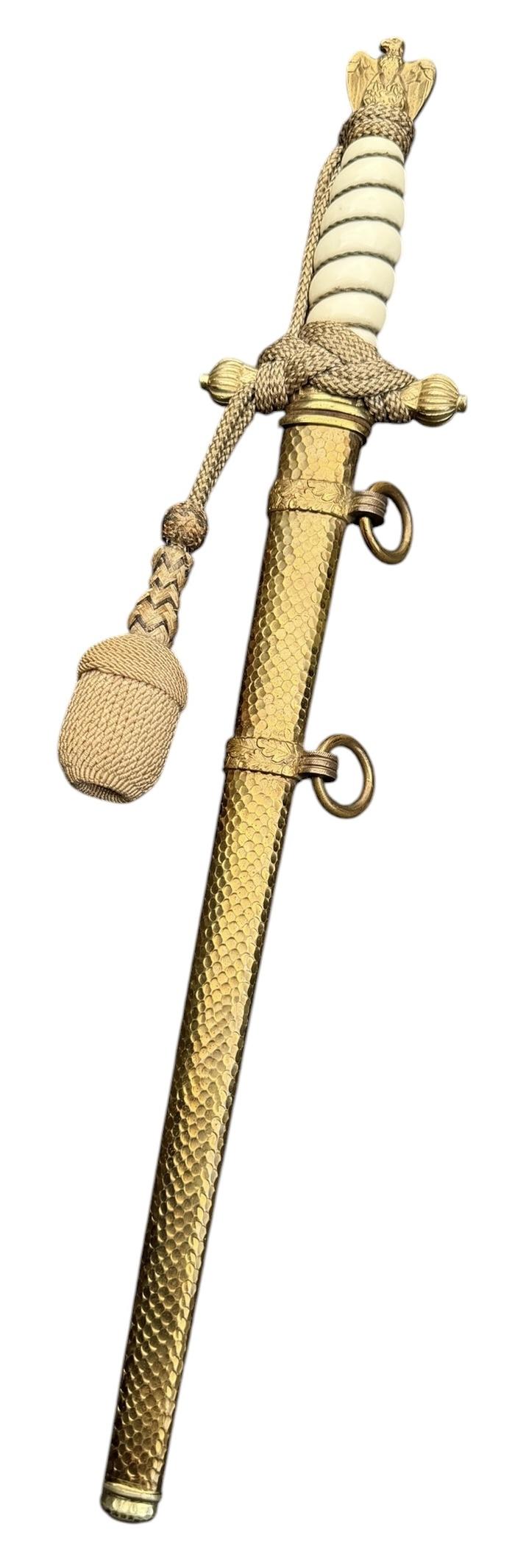 Kriegsmarine Dagger with Porte Pé and Hammered Finish Scabbard