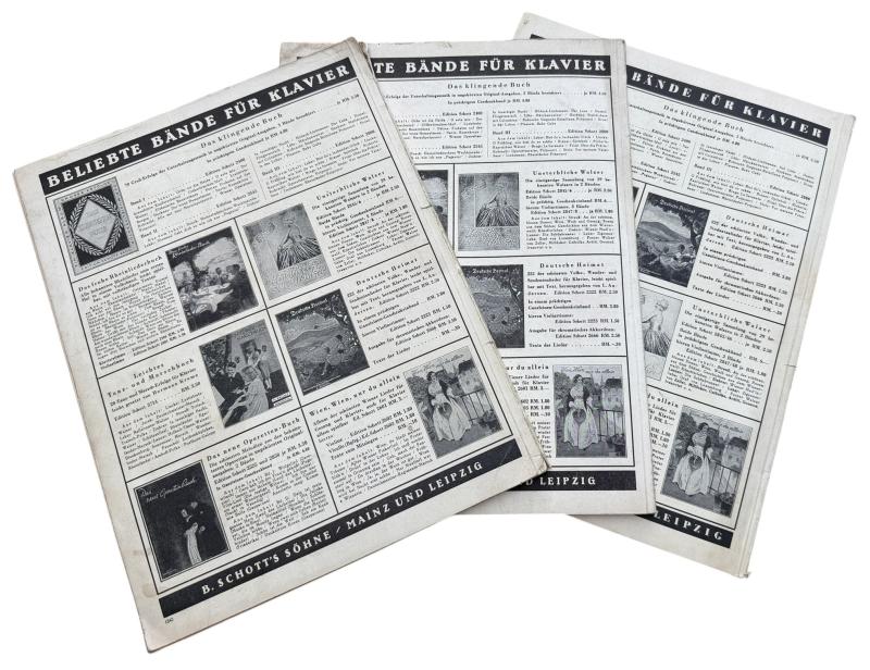 3 Wehrmacht Marching Song Books for Piano