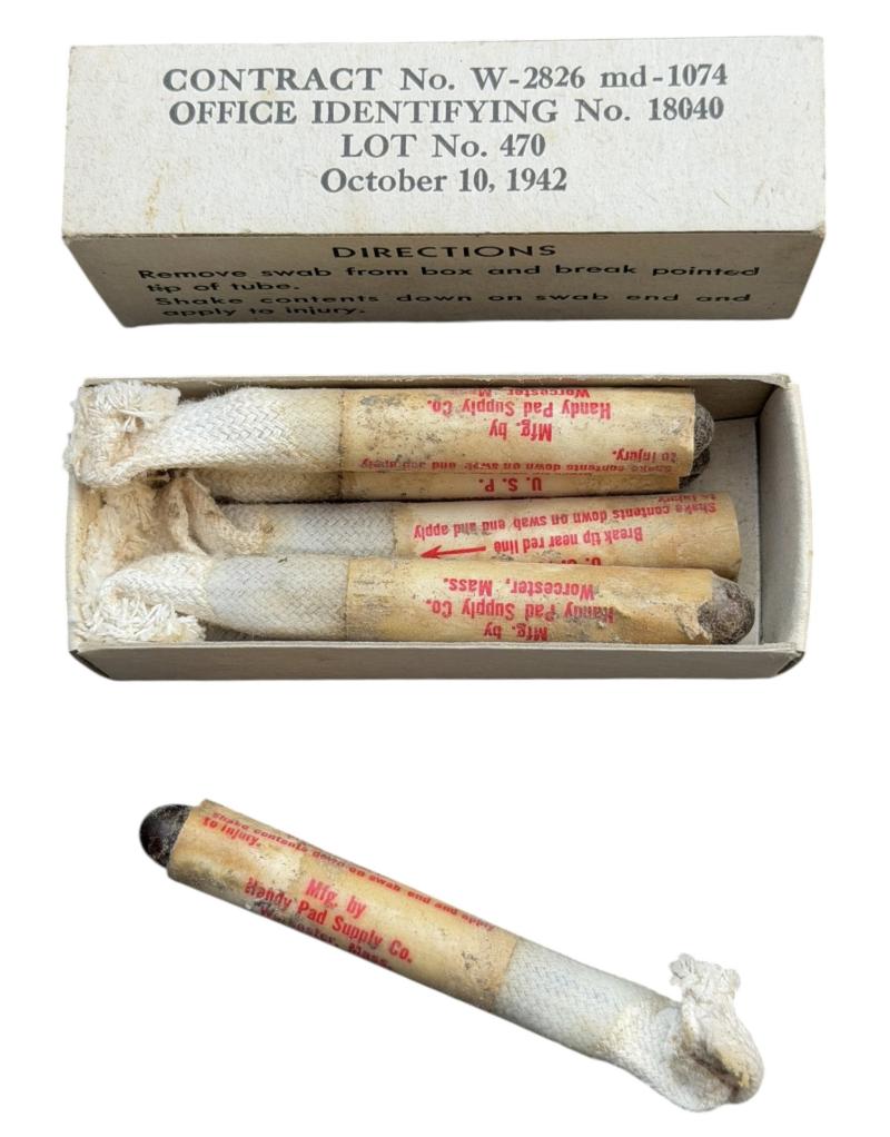 US WW2 Medical Iodine Swaps in Clipbord Box