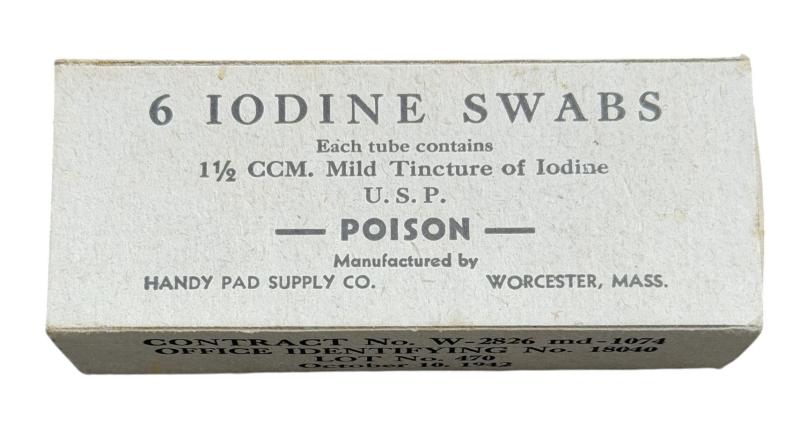 US WW2 Medical Iodine Swaps in Clipbord Box