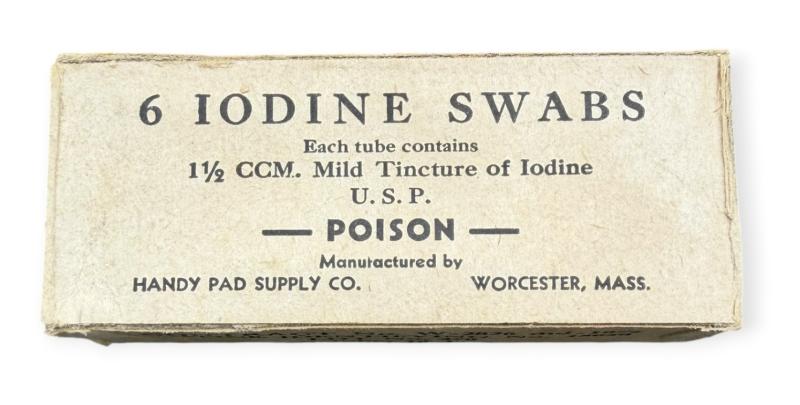 US WW2 Medical Iodine Swaps in Clipbord Box