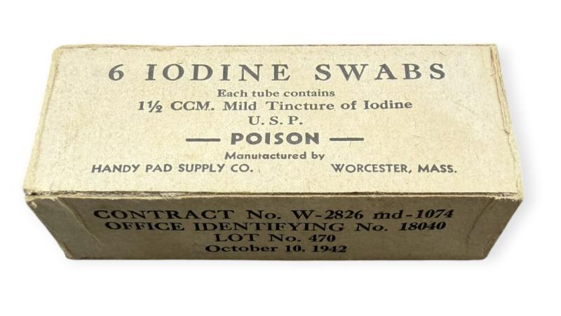 US WW2 Medical Iodine Swaps in Clipbord Box