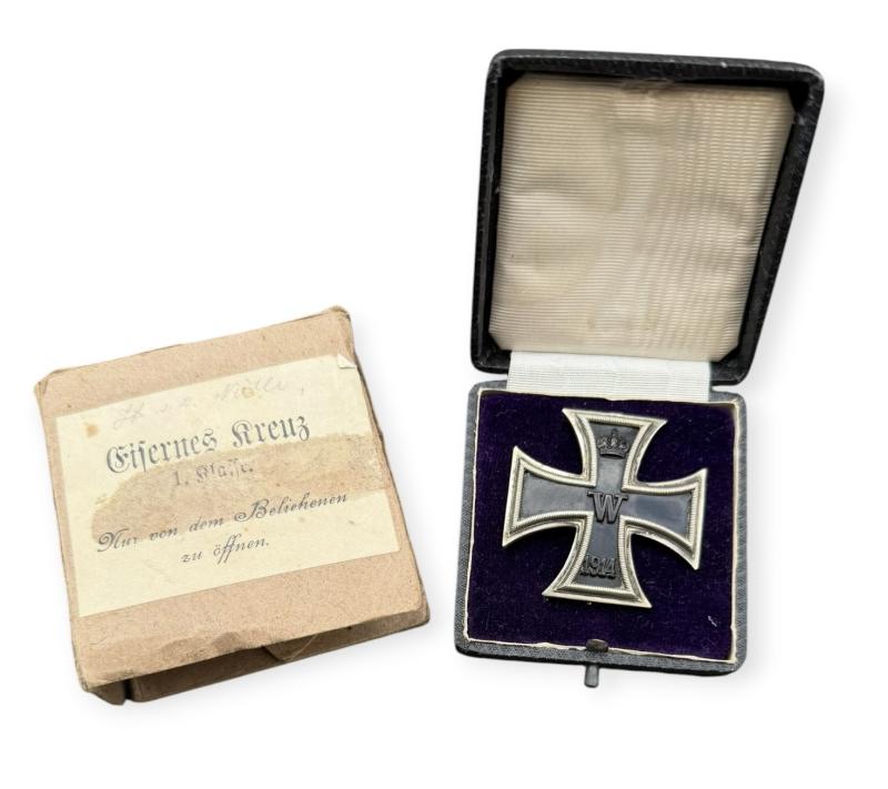 German WW1 Imperial Iron Cross First Class “1914” with Case and Clipboard Cover