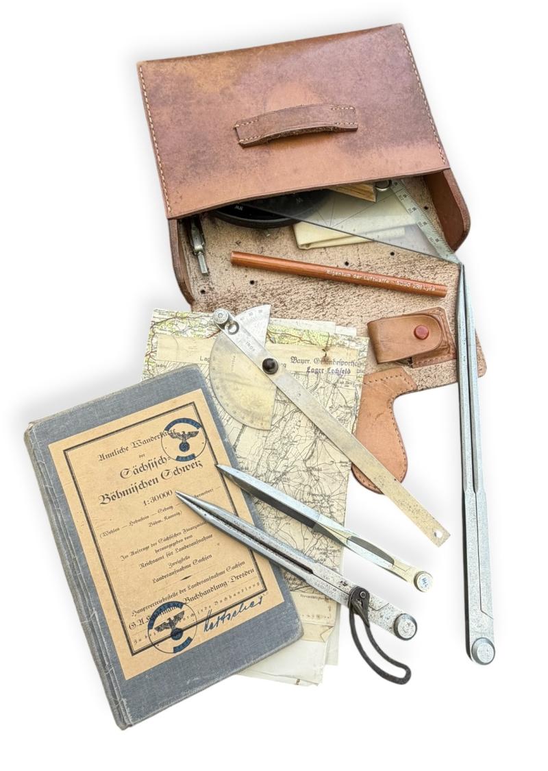 Luftwaffe Aircrew Navigation Tools in Pouch