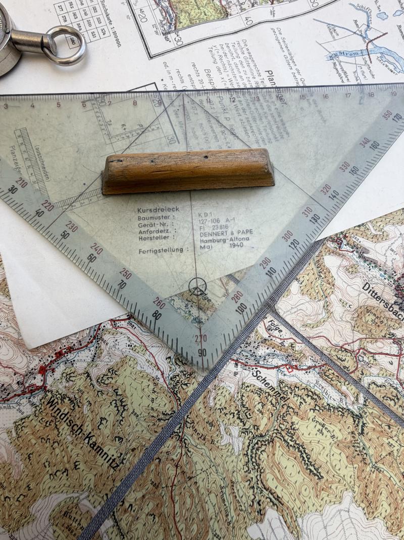 Luftwaffe Aircrew Navigation Tools in Pouch