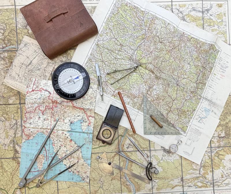 Luftwaffe Aircrew Navigation Tools in Pouch