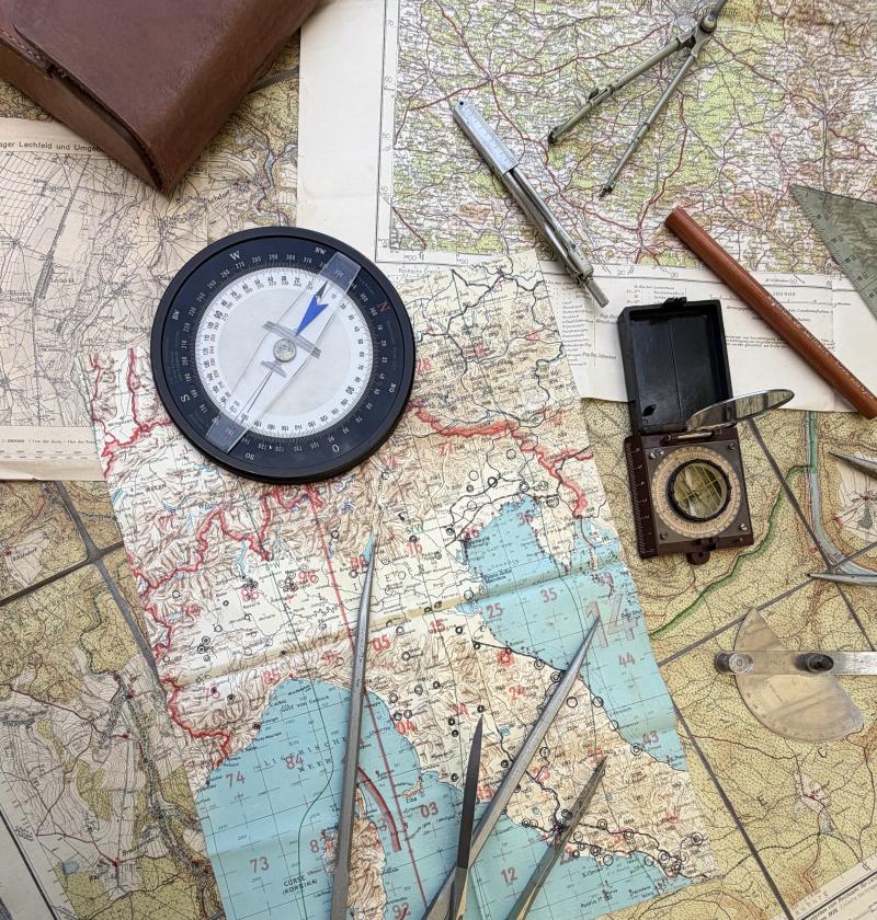 Luftwaffe Aircrew Navigation Tools in Pouch