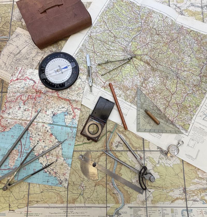 Luftwaffe Aircrew Navigation Tools in Pouch