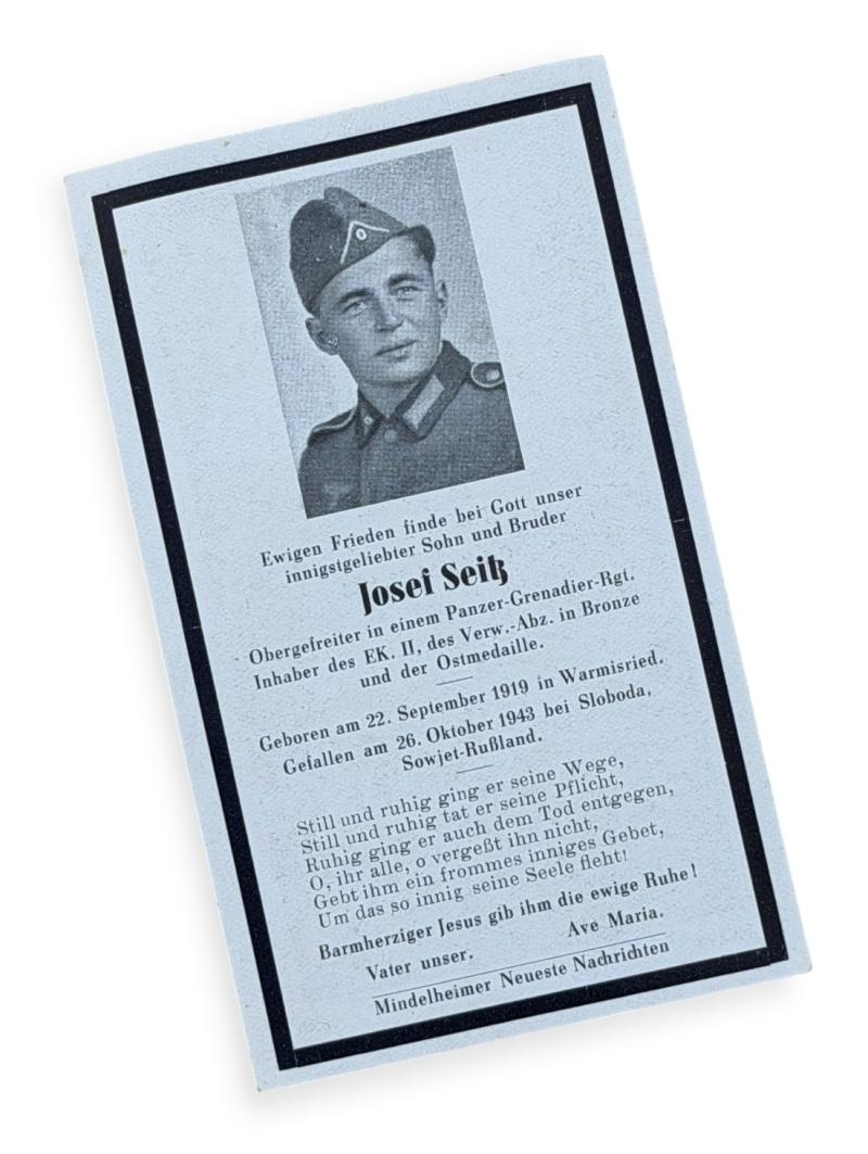 Death Notice Wehrmacht Soldier