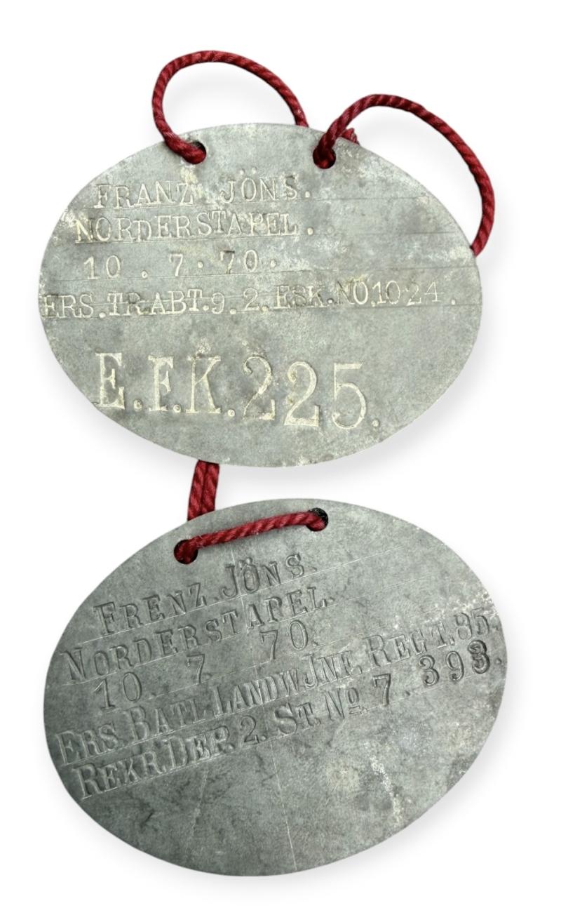 2 German WW1- Imperial Dog-Tags (E-Marke)