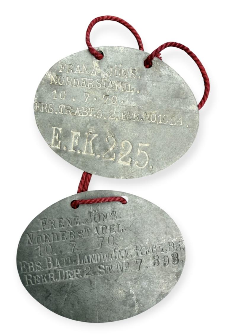 2 German WW1- Imperial Dog-Tags (E-Marke)